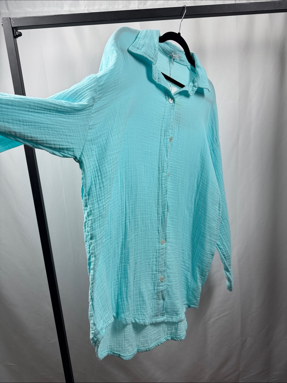 Vitamin A Playa Aqua Oversized Gauze Beach Coverup Shirt Large NWT - Picture 6 of 14